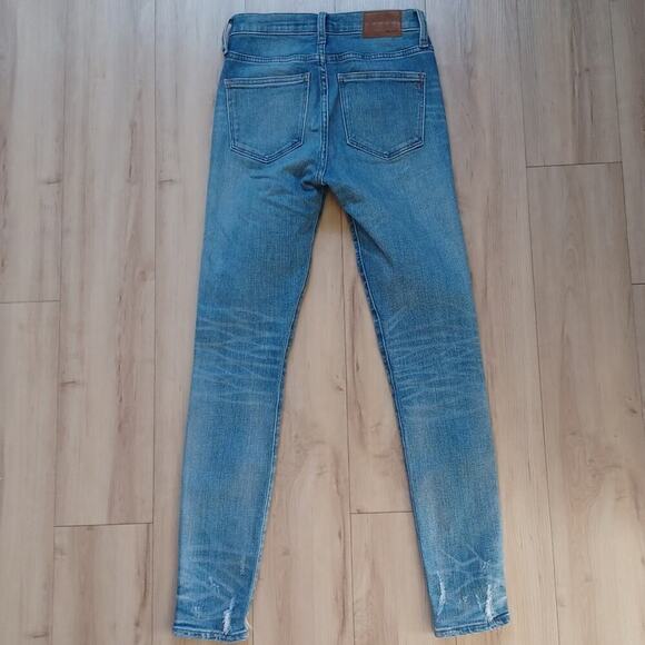 Madewell 9" High-Rise Skinny Jeans Destructed Hem Light Wash Size 25W - Picture 9 of 13